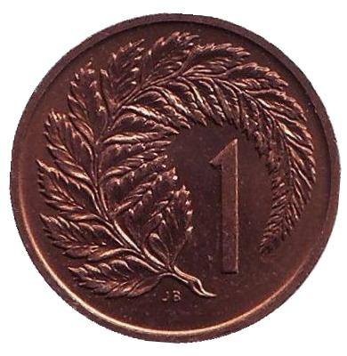 Монета 1 цент. 1977 год, Новая Зеландия. BU. Лист папоротника.