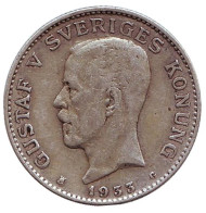 Монета 1 крона. 1933 год, Швеция. Густав V. Монета 1 крона. 1933 год, Швеция. Густав V.