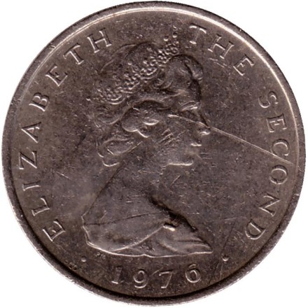 Монета 5 пенсов. 1976 год, Остров Мэн. Колесо Лакси. Тип 2. Монета 5 пенсов. 1976 год, Остров Мэн. Колесо Лакси. Тип 2.