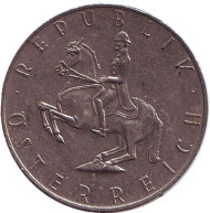 Монета 5 шиллингов. 1975 год, Австрия. Всадник. Монета 5 шиллингов. 1975 год, Австрия. Всадник.