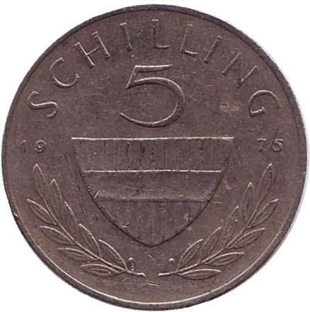 Монета 5 шиллингов. 1975 год, Австрия. Всадник.