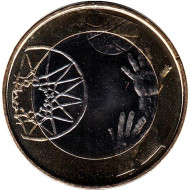 Монета 5 евро. 2015 год, Финляндия. Баскетбол.