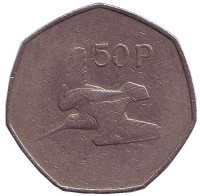 Вальдшнеп (Лесной кулик). Монета 50 пенсов. 1976 год, Ирландия.