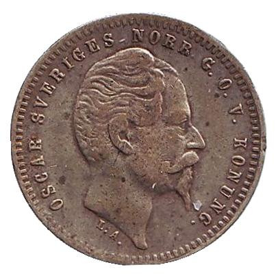 Монета 25 эре. 1859 год, Швеция.