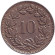 Монета 10 раппенов. 1952 год, Швейцария. Монета 10 раппенов. 1952 год, Швейцария.