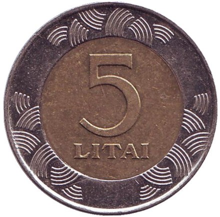 Монета 5 литов, 2013 год, Литва. Из обращения. Рыцарь. Монета 5 литов, 2013 год, Литва. Из обращения. Рыцарь.