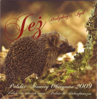 Ёж. Набор монет Польши в буклете (9 штук), 2009 год, Польша. Ёж. Набор монет Польши в буклете (9 штук), 2009 год, Польша.