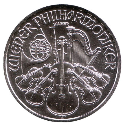 Монета 1,5 евро. 2018 год, Австрия. Венская Филармония. Монета 1,5 евро. 2018 год, Австрия. Венская Филармония.