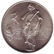 Монета 50 крон, 1988 год, Чехословакия. 300 лет со дня рождения Юрая Яношика. Монета 50 крон, 1988 год, Чехословакия. 300 лет со дня рождения Юрая Яношика.