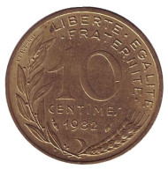 Монета 10 сантимов. 1982 год, Франция. Монета 10 сантимов. 1982 год, Франция.