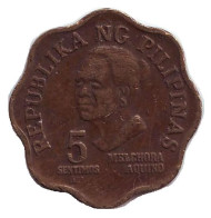 Монета 5 сентимо. 1980 год, Филиппины.