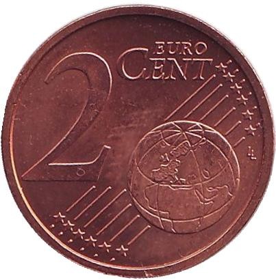 Монета 2 цента. 2004 год (F), Германия. Монета 2 цента. 2004 год (F), Германия.