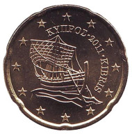 Монета 20 центов. 2011 год, Кипр. Монета 20 центов. 2011 год, Кипр.