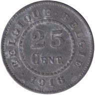 Монета 25 сантимов. 1918 год, Бельгия. Монета 25 сантимов. 1918 год, Бельгия.
