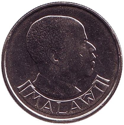 Монета 5 тамбал, 1989 год, Малави. Цапля.