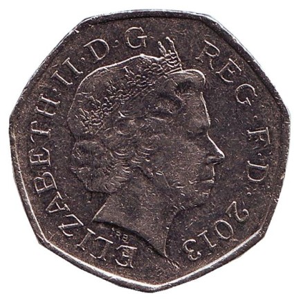 Монета 50 пенсов. 2013 год, Великобритания. Монета 50 пенсов. 2013 год, Великобритания.