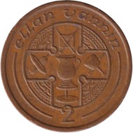 Монета 2 пенса. 1988 год, Остров Мэн. (AB) Кельтский крест.