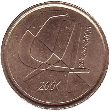 Монета 5 песет. 2001 год, Испания. Монета 5 песет. 2001 год, Испания.