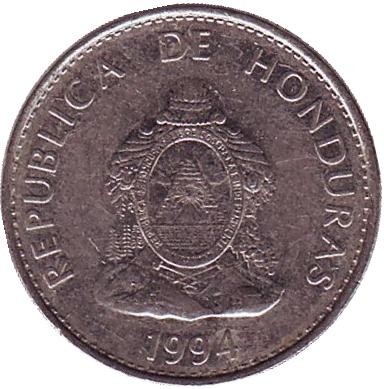 Монета 20 сентаво. 1994 год, Гондурас. Монета 20 сентаво. 1994 год, Гондурас.