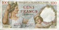 Банкнота 100 франков. 1940 год, Франция.