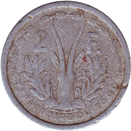 Монета 2 франка. 1948 год, Французская Западная Африка. Состояние - F.