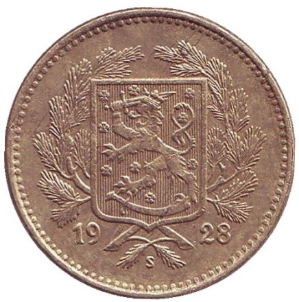 Монета 5 марок. 1928 год, Финляндия. Редкая. Тип 2. Монета 5 марок. 1928 год, Финляндия. Редкая. Тип 2.