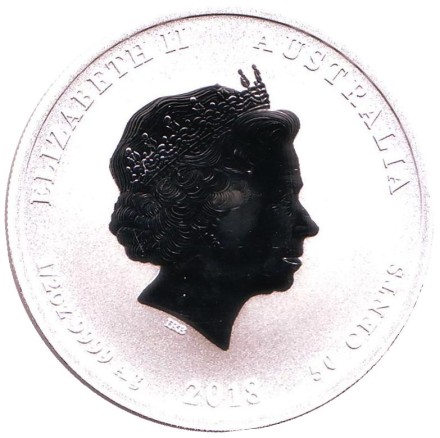 Монета 50 центов. 2018 год, Австралия. Год собаки. Китайский гороскоп. Монета 50 центов. 2018 год, Австралия. Год собаки. Китайский гороскоп.