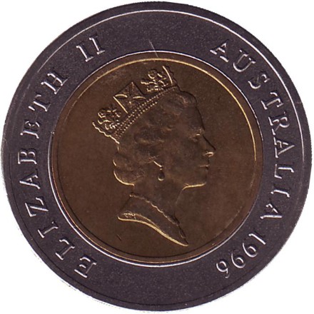 Монета 5 долларов. 1996 год, Австралия. Сэр Дональд Брэдмен. Монета 5 долларов. 1996 год, Австралия. Сэр Дональд Брэдмен.