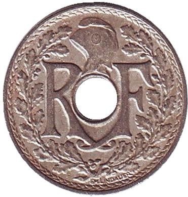 Монета 5 сантимов. 1926 год, Франция. Монета 5 сантимов. 1926 год, Франция.