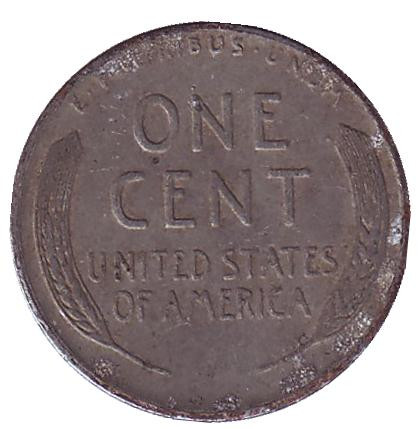 Монета 1 цент. 1943 год (S), США. Линкольн. Монета 1 цент. 1943 год (S), США. Линкольн.