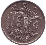 Монета 10 центов. 1981 год, Австралия. Лирохвост. Монета 10 центов. 1981 год, Австралия. Лирохвост.