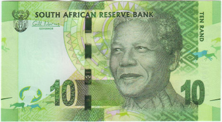 Банкнота 10 рандов. 2012 год, ЮАР. Нельсон Мандела.