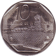 Монета 10 сентаво. 2018 год, Куба. Крепость Реаль-Фуэрса. (Замок королевской мощи). Монета 10 сентаво. 2018 год, Куба. Крепость Реаль-Фуэрса. (Замок королевской мощи).