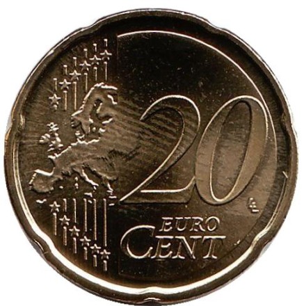 Монета 20 центов. 2016 год, Испания.