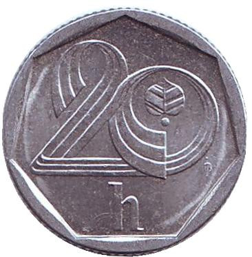 Монета 20 геллеров. 1994 год (HM), Чехия.