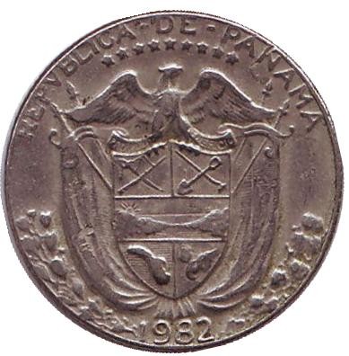 Монета 1/10 бальбоа. 1982 год, Панама. Васко Нуньес де Бальбоа. Монета 1/10 бальбоа. 1982 год, Панама. Васко Нуньес де Бальбоа.