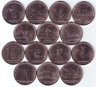 Города-столицы государств, освобожденные советскими войсками от немецко-фашистских захватчиков. Набор из 14 монет. 5 рублей, 2016 год, Россия. Города-столицы государств, освобожденные советскими войсками от немецко-фашистских захватчиков. Набор из 14 монет. 5 рублей, 2016 год, Россия.