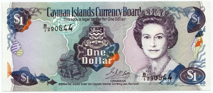 Банкнота 1 доллар. 1996 год, Каймановы острова.