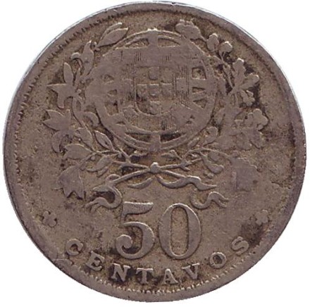 Монета 50 сентаво. 1930 год, Португалия. Монета 50 сентаво. 1930 год, Португалия.