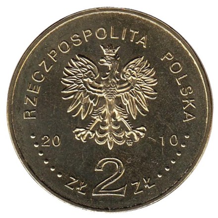 Монета 2 злотых, 2010 год, Польша. 95 лет со дня рождения Яна Твардовского.