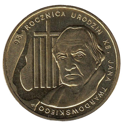 Монета 2 злотых, 2010 год, Польша. 95 лет со дня рождения Яна Твардовского.
