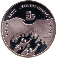 Монета 10 злотых. 2005 год, Польша. 25 лет независимому профсоюзу «Солидарность».