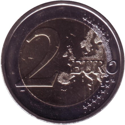 Монета 2 евро. 2021 год, Словения. 200 лет Национальному музею Словении.