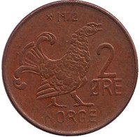 Курица. Монета 2 эре. 1972 год, Норвегия. (Из обращения)