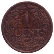 Монета 1 цент. 1914 год, Нидерланды.