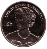 Монета 2 фунта. 2012 год,Остров Вознесения. Жизнь королевы Елизаветы II. Монета 2 фунта. 2012 год,Остров Вознесения. Жизнь королевы Елизаветы II.