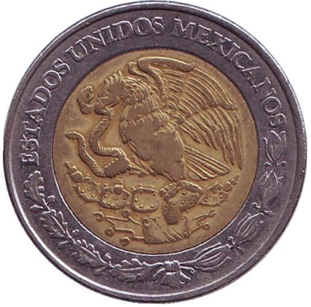 Монета 5 песо. 1998 год, Мексика.