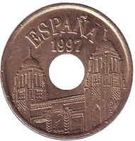Монета 25 песет. 1997 год, Испания. Мелилья. Монета 25 песет. 1997 год, Испания. Мелилья.