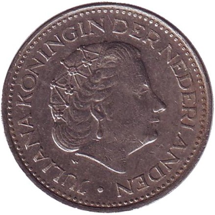 Монета 1 гульден. 1971 год, Нидерланды. Монета 1 гульден. 1971 год, Нидерланды.