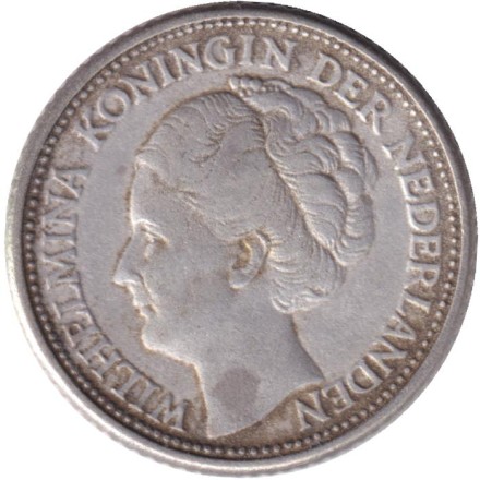 Монета 25 центов. 1944 год, Нидерланды. Монета 25 центов. 1944 год, Нидерланды.